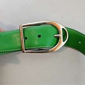 J McLaughlin Kelly Green Horse Bit Leather Belt M Medium Leather